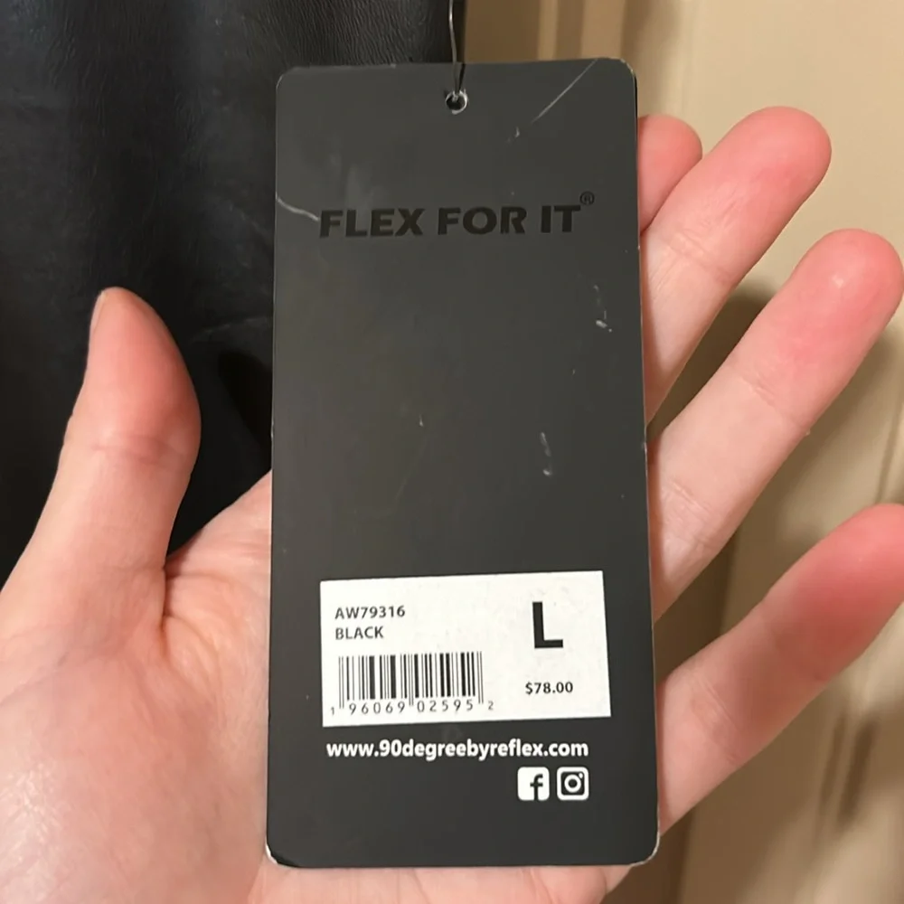 NWT 90 Degree by Reflex leatherette Leggings. Size Large - Picture 2 of 5